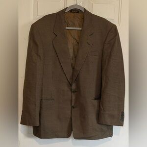 Gianfranco Ruffini Italy Houndstooth Brown Size 44R 100% Wool Shell Vtg Blazer